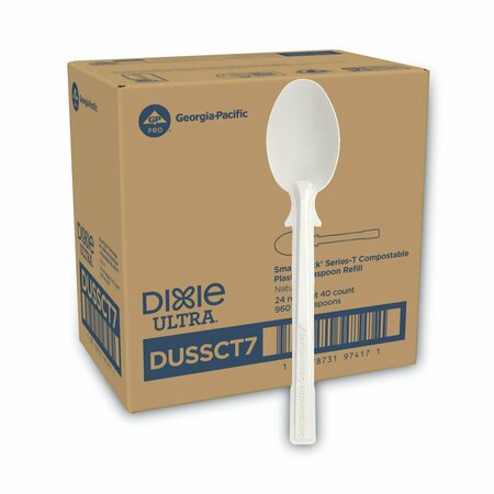 DIXIE SmartStock Tri-Tower Dispensing System Cutlery, Teaspoons, Natural, PK960 DUSSCT7